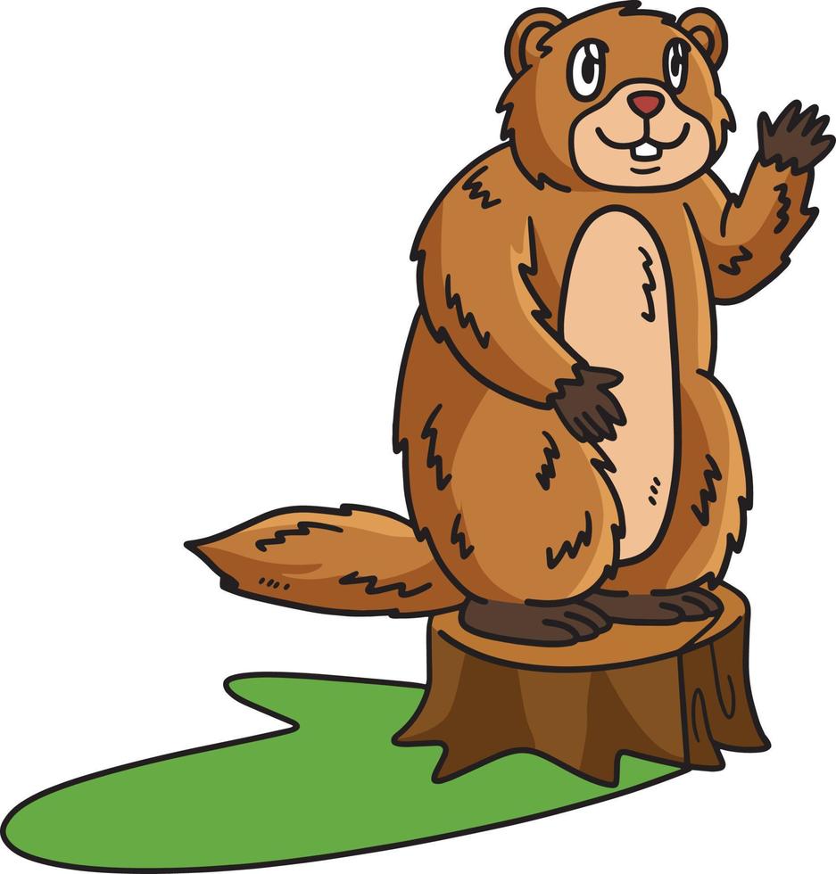 agitando la marmota dibujos animados color clipart vector