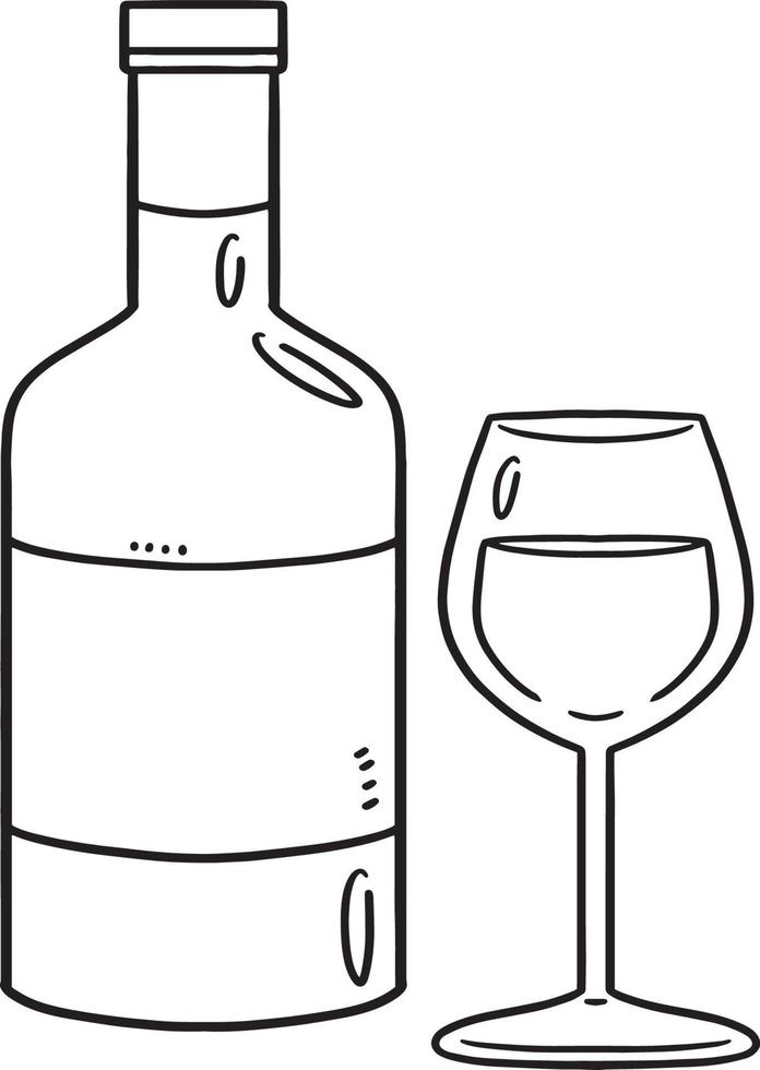 Glass And Wine Isolated Coloring Page for Kids vector