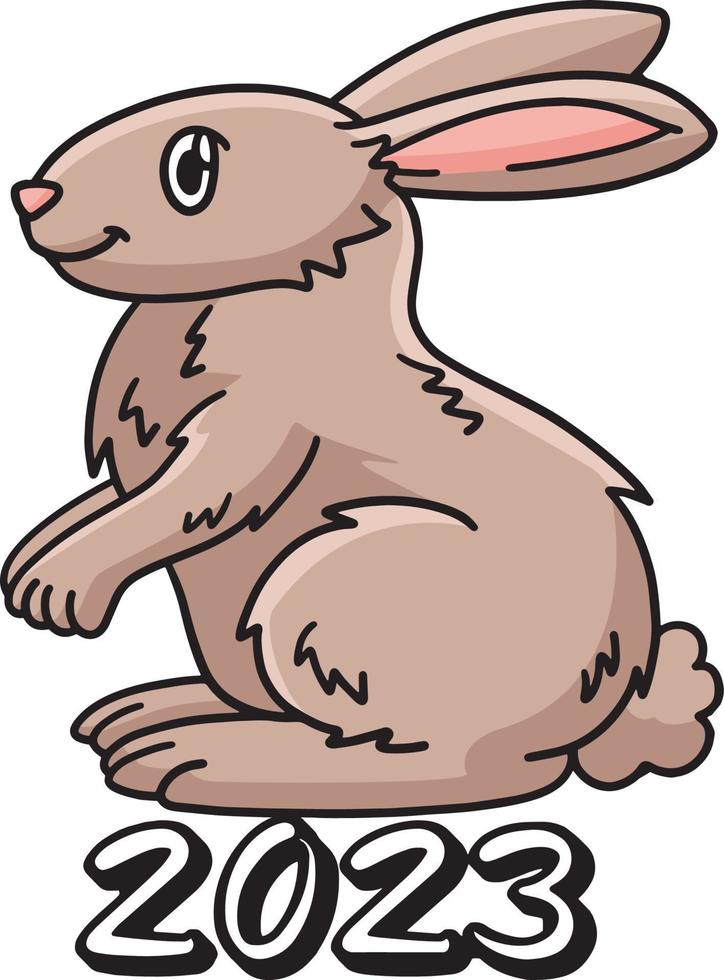 2023 Year Of The Rabbit Cartoon Colored Clipart vector