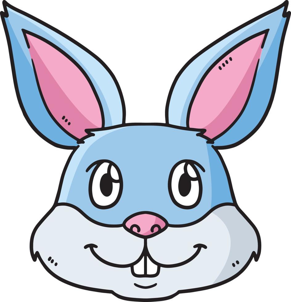 Rabbit Head Cartoon Colored Clipart Illustration vector