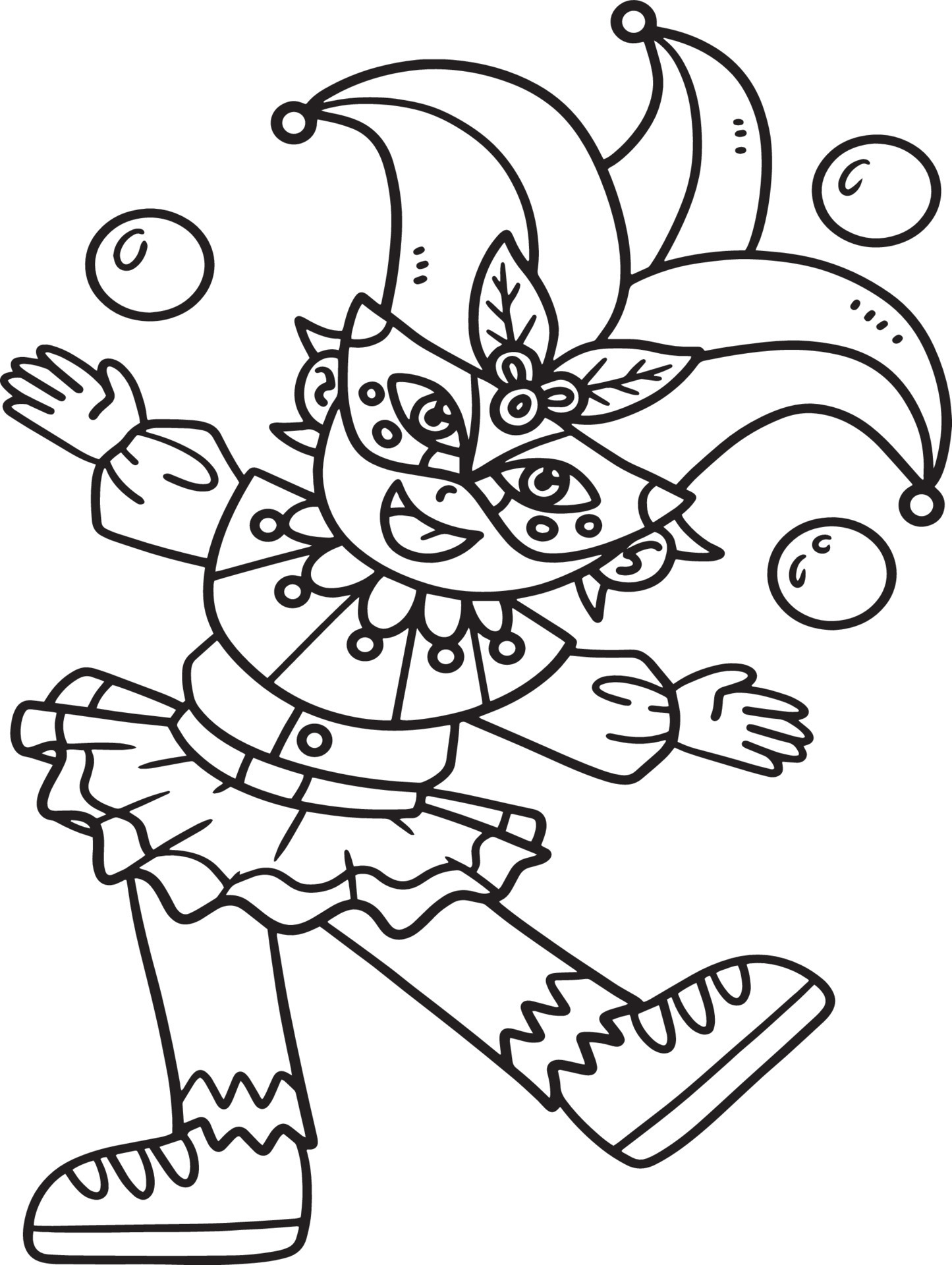 Mardi Gras Jester Boy Isolated Coloring Page 13679060 Vector Art at