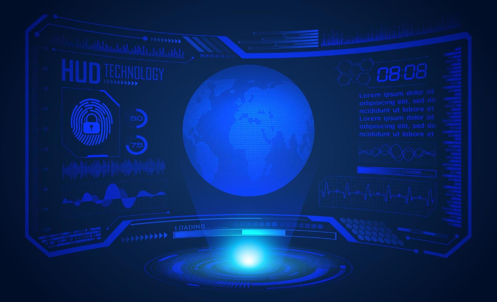Modern HUD Technology Screen Background with Blue Globe vector
