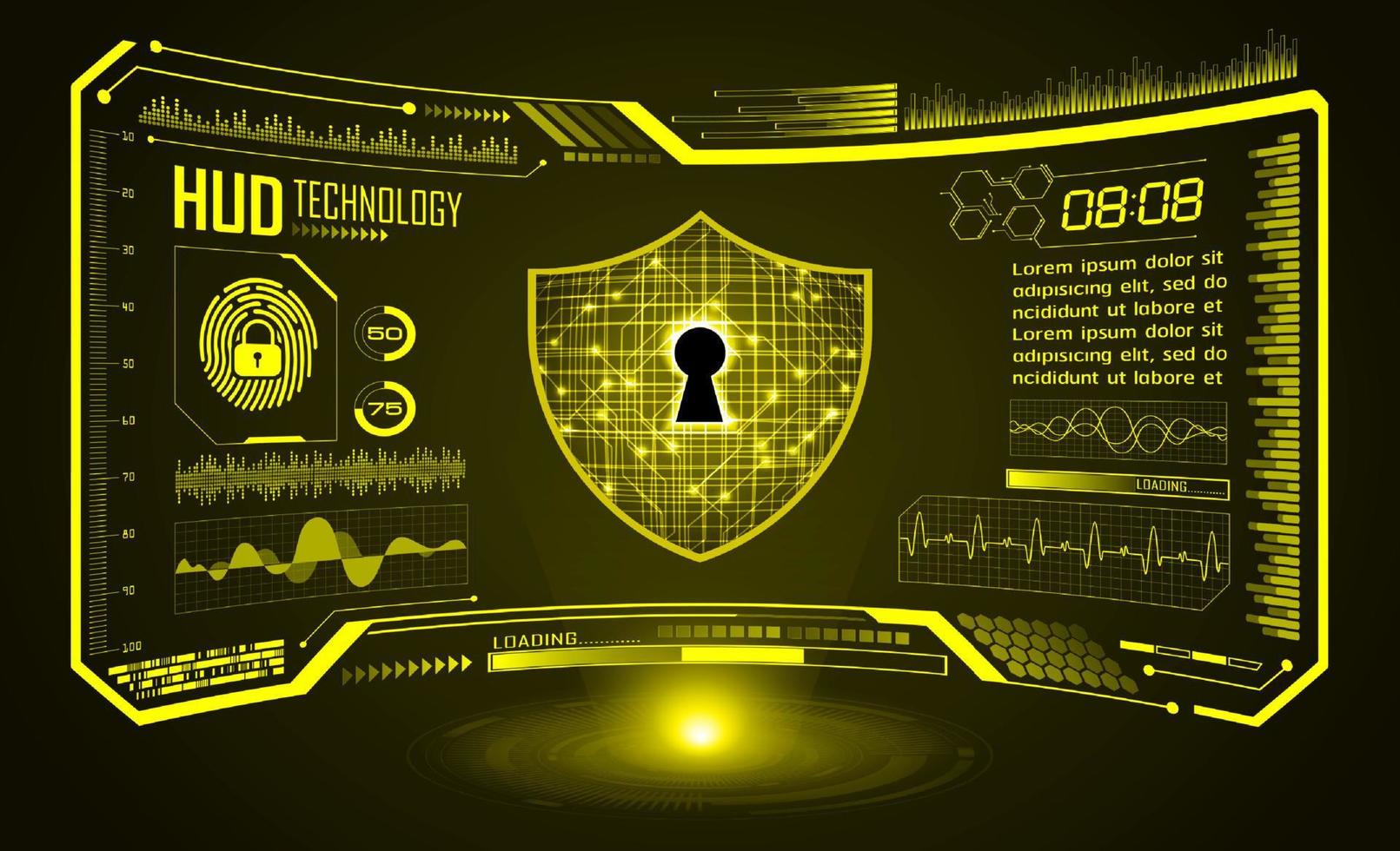 Modern HUD Technology Screen Padlock Background vector