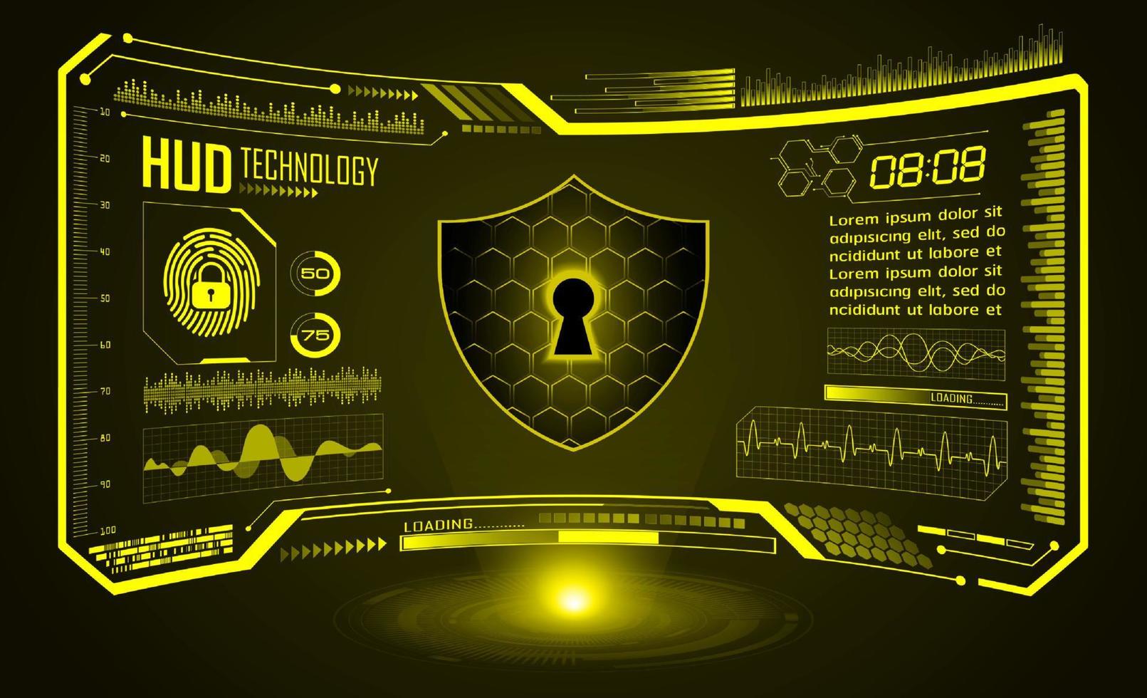 Modern HUD Technology Screen Padlock Background vector