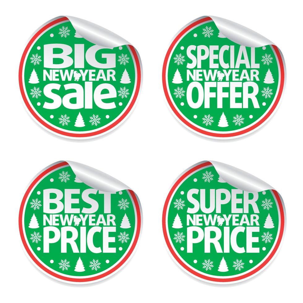 Set of New Year sale stickers vector