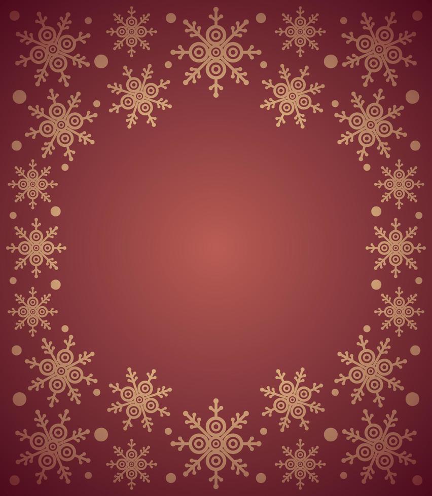 Red New Year background card with snowflake vector