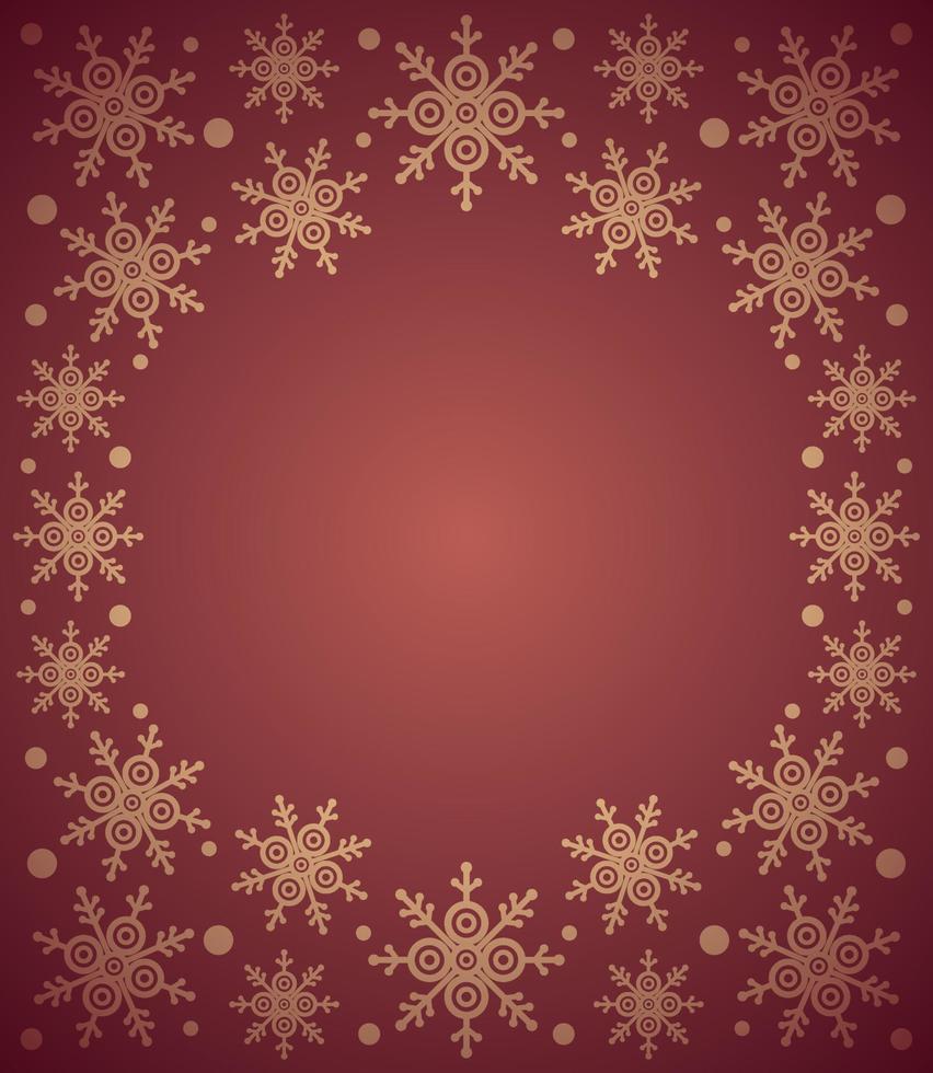 Red New Year background card with snowflake vector