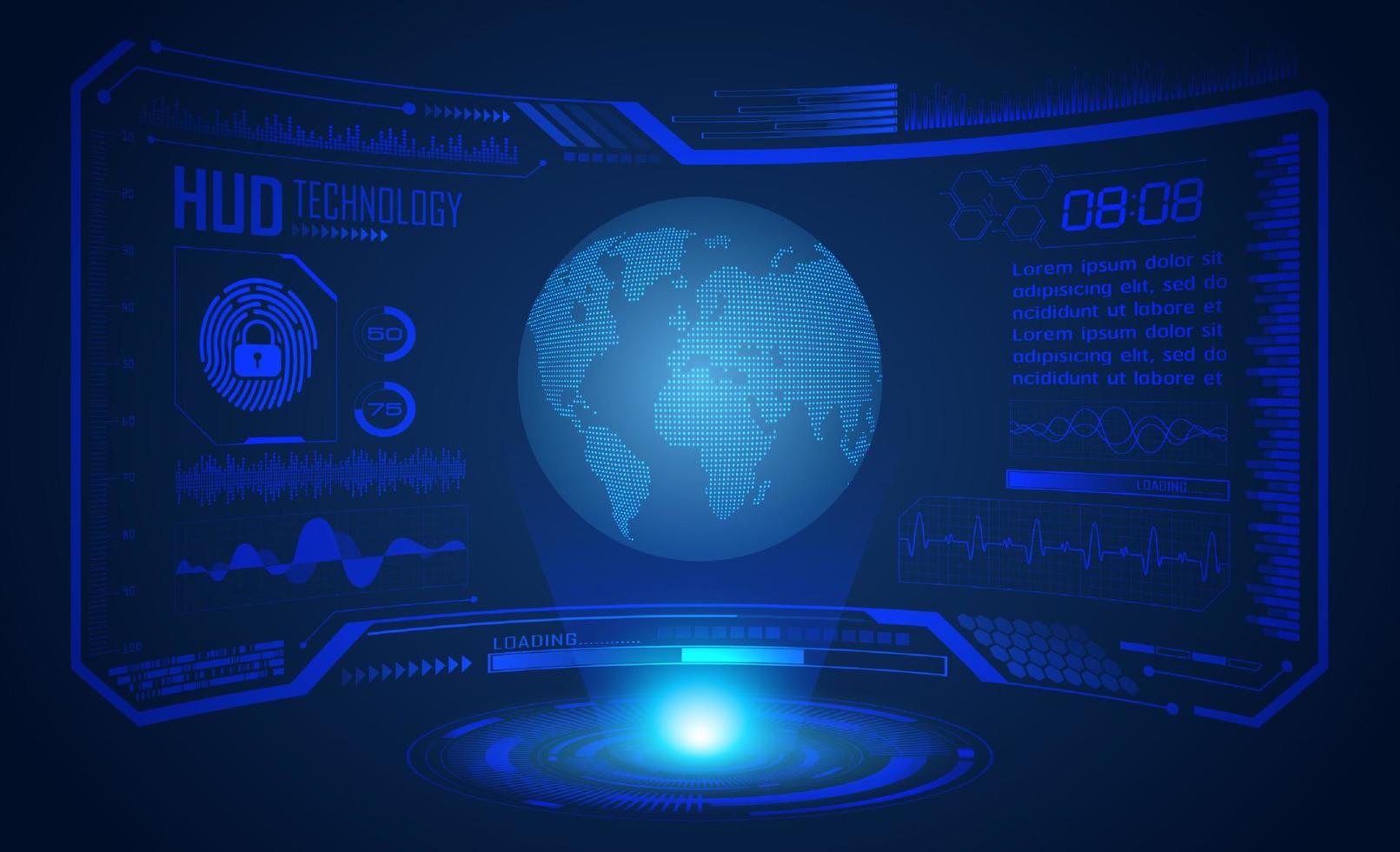 Modern HUD Technology Screen Background with Blue Globe vector