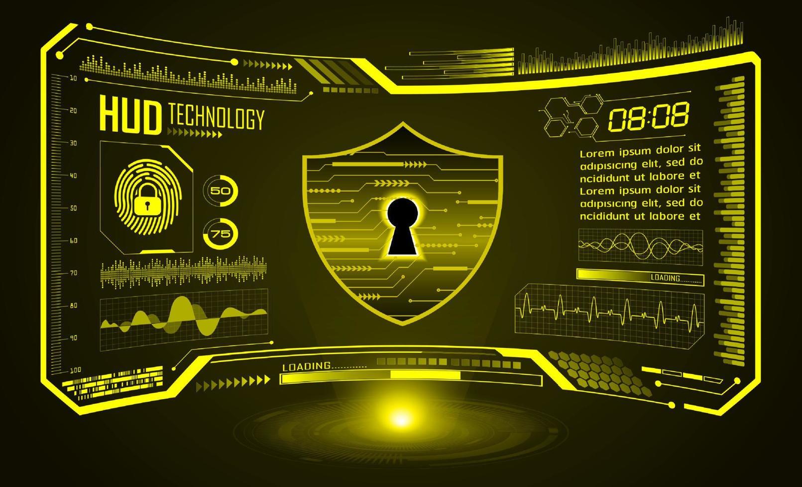 Modern HUD Technology Screen Padlock Background vector