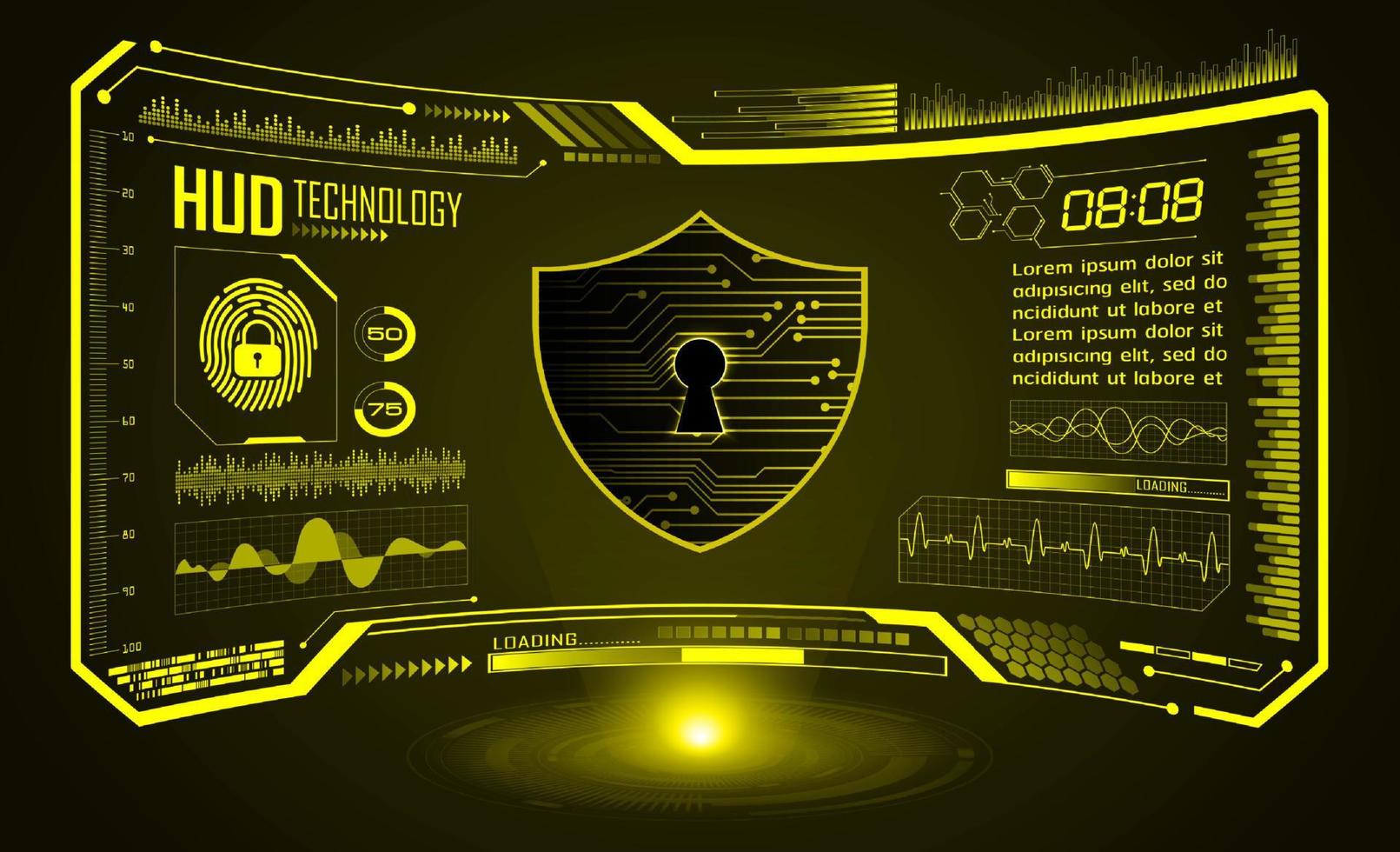 Modern HUD Technology Screen Padlock Background vector