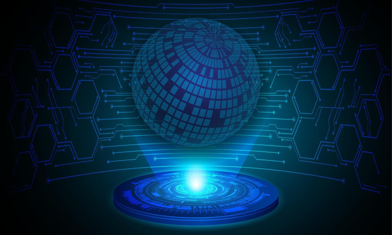 Modern Globe Holographic Projector on Technology Background vector