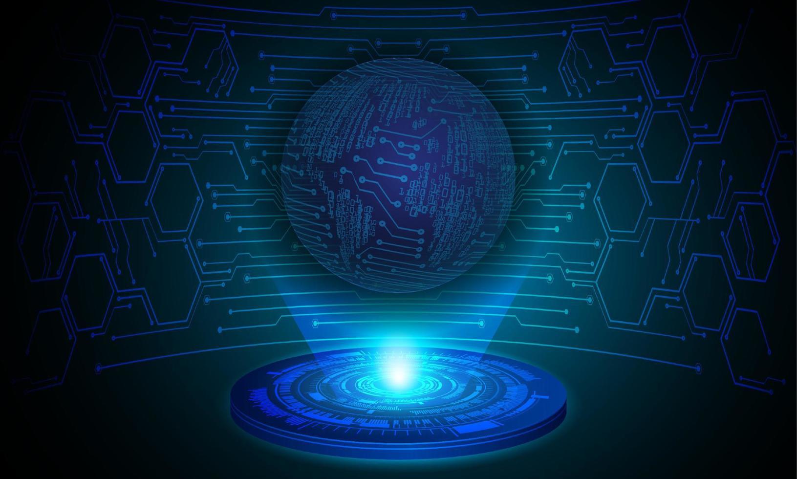 Modern Globe Holographic Projector on Technology Background vector
