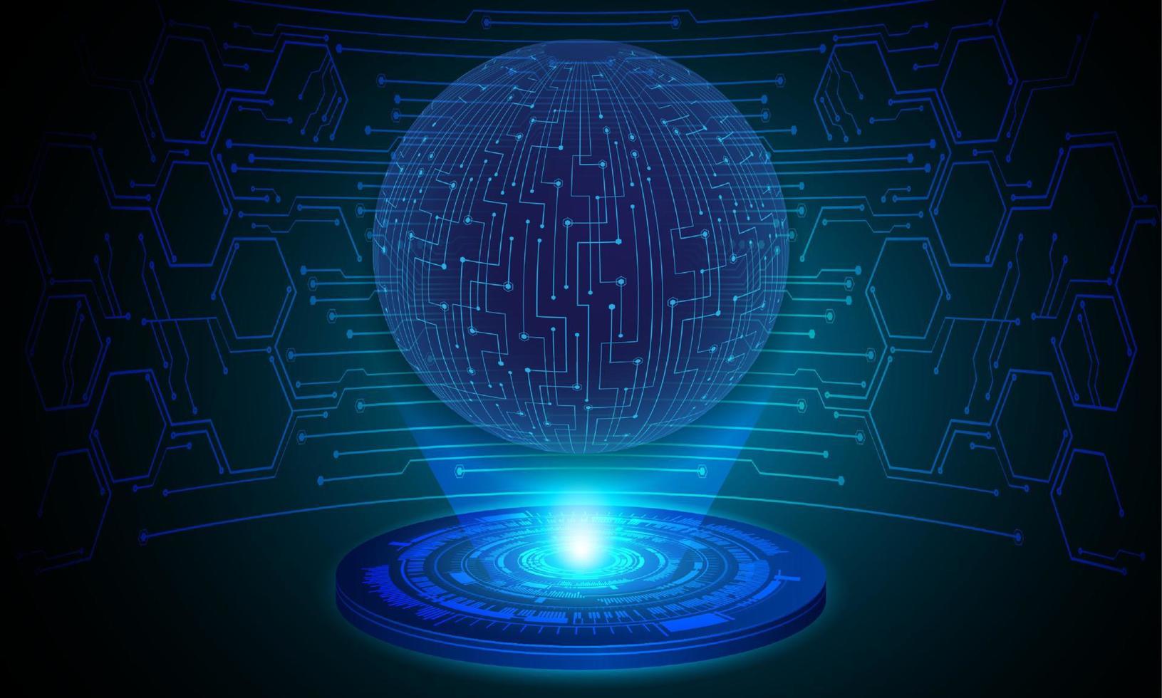 Modern Globe Holographic Projector on Technology Background vector