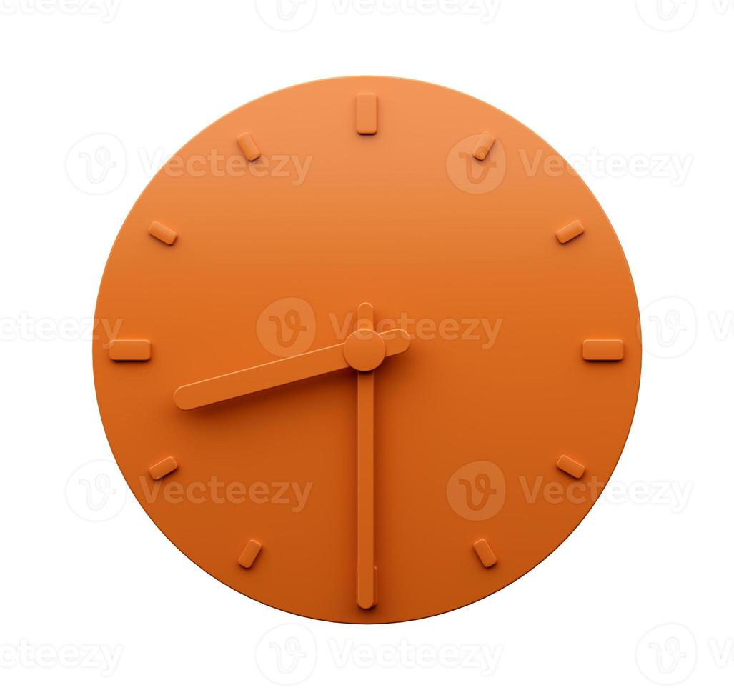 Minimal Orange clock 8 30 Half past Eight o'clock abstract Minimalist wall clock 20 3d Illustration photo