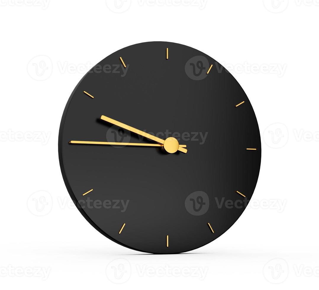Premium Gold Clock icon isolated 9 45 o clock quarter to ten on black icon background. nine forty five o'clock Time icon 3d illustration photo