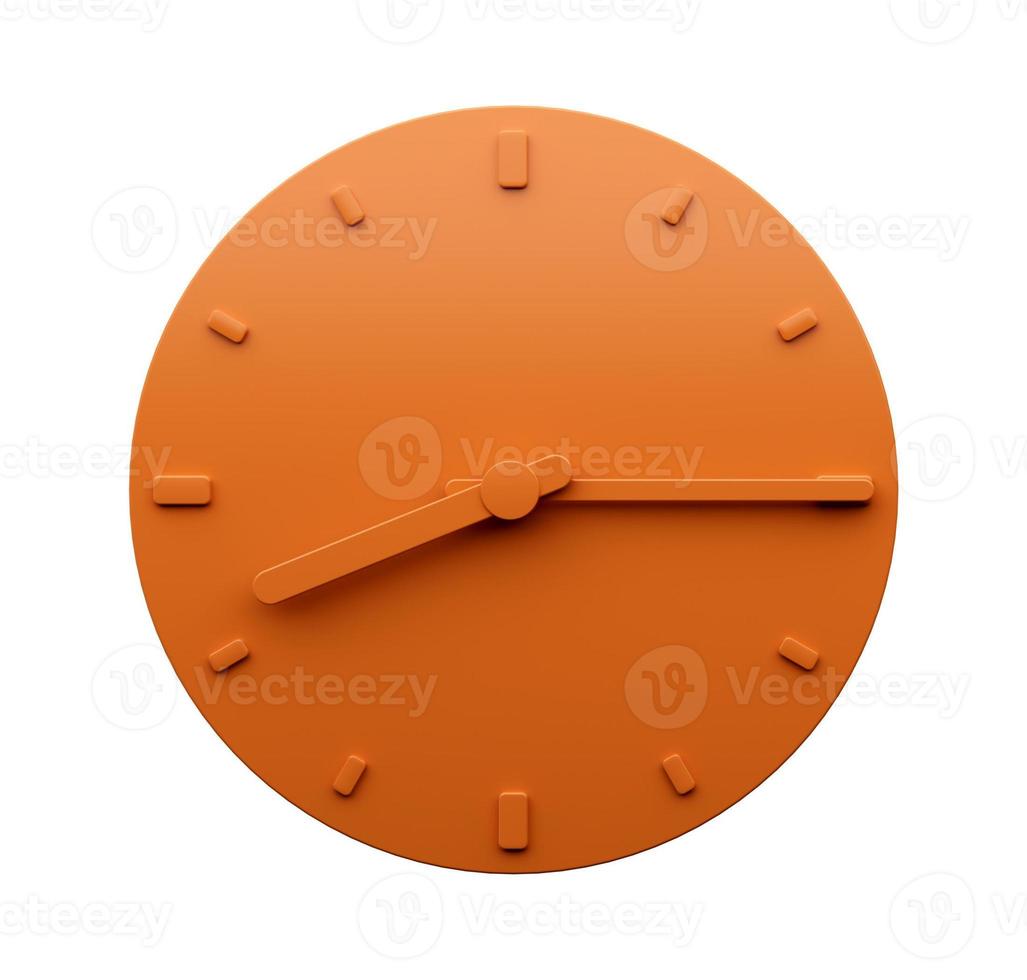 Minimal Orange clock 8 15 quarter past Eight o'clock abstract Minimalist wall clock Nine fifteen 3d Illustration photo
