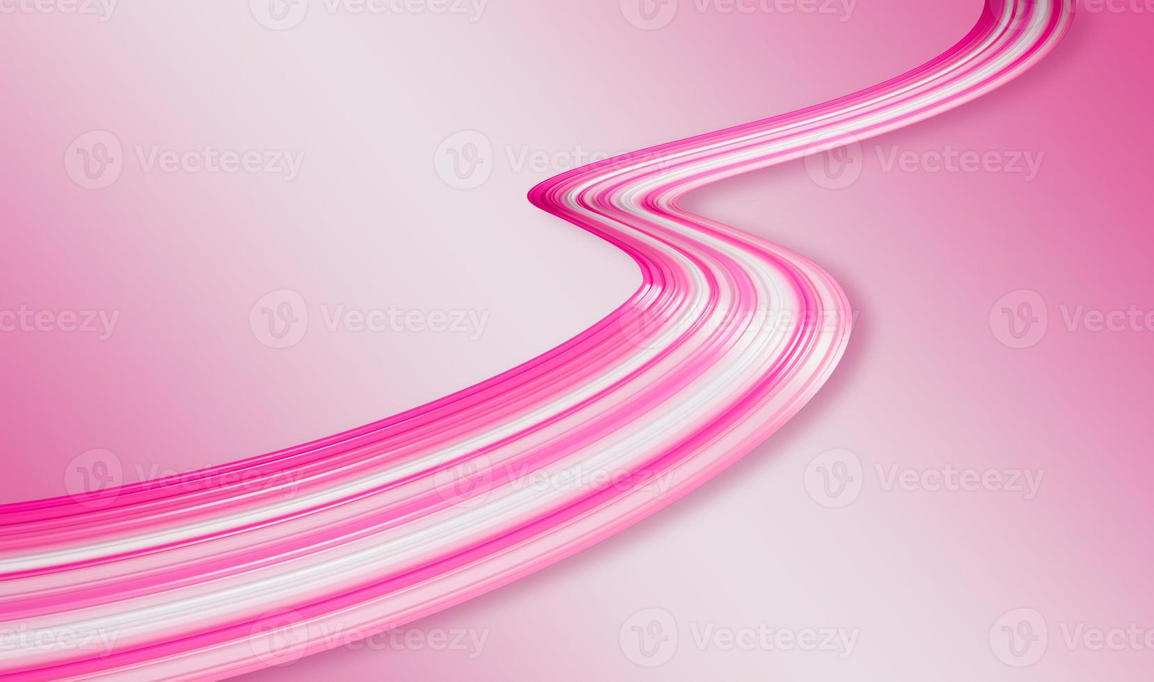 Pink abstract dynamic ribbon wave Pink paint brush stroke ribbon light pink background 3d illustration photo