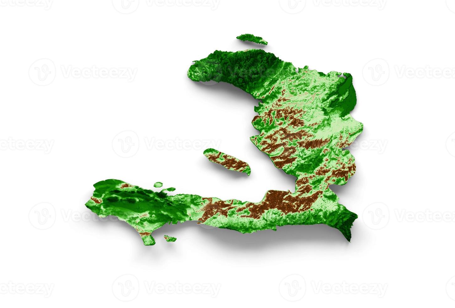 Haiti Topographic Map 3d realistic map Color 3d illustration photo