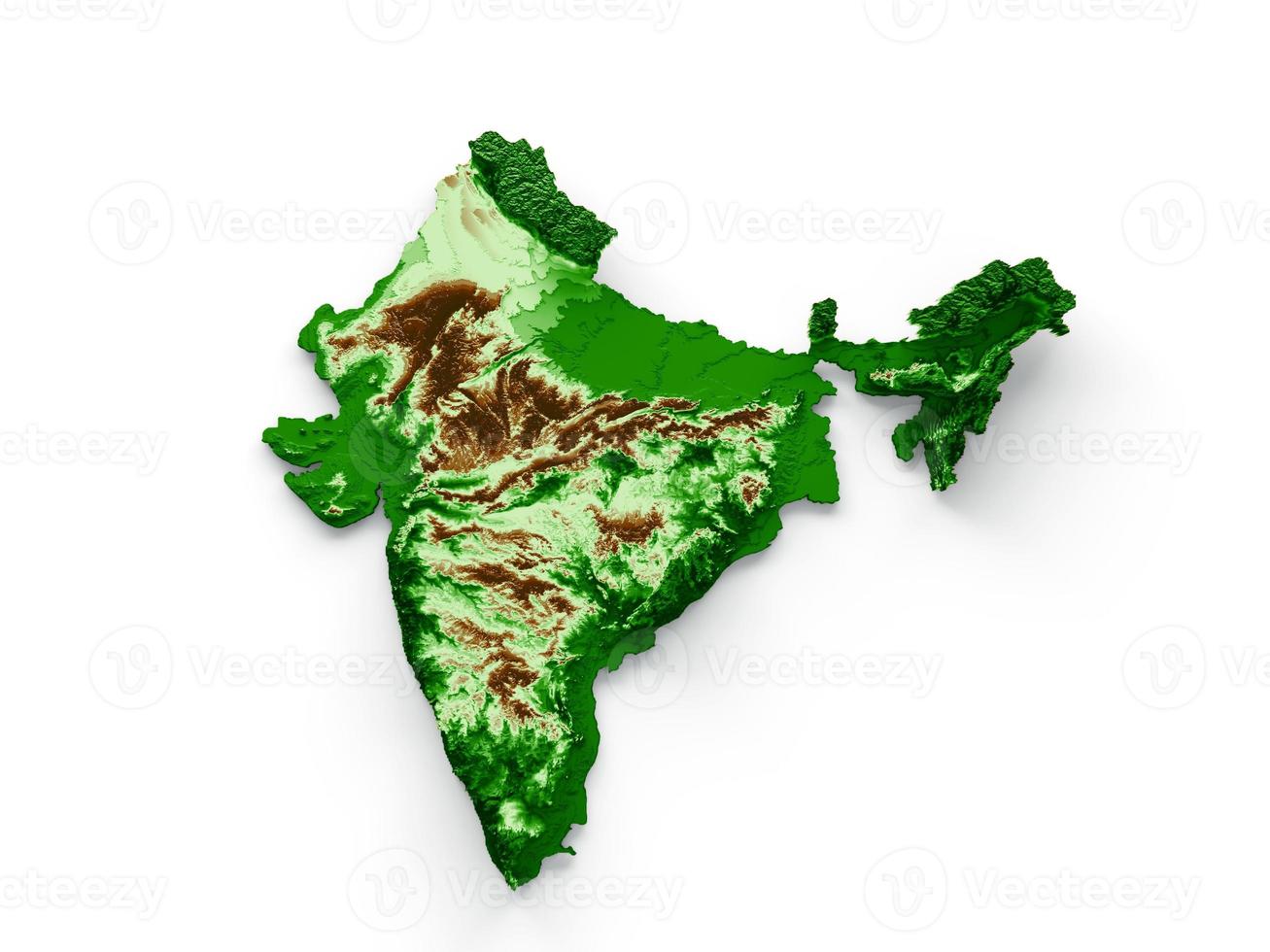 India Topographic Map 3d realistic map Color 3d illustration photo