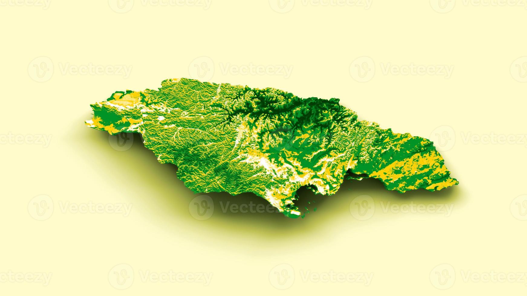Jamaica map with the flag Colors Green and yellow Shaded relief map 3d illustration photo