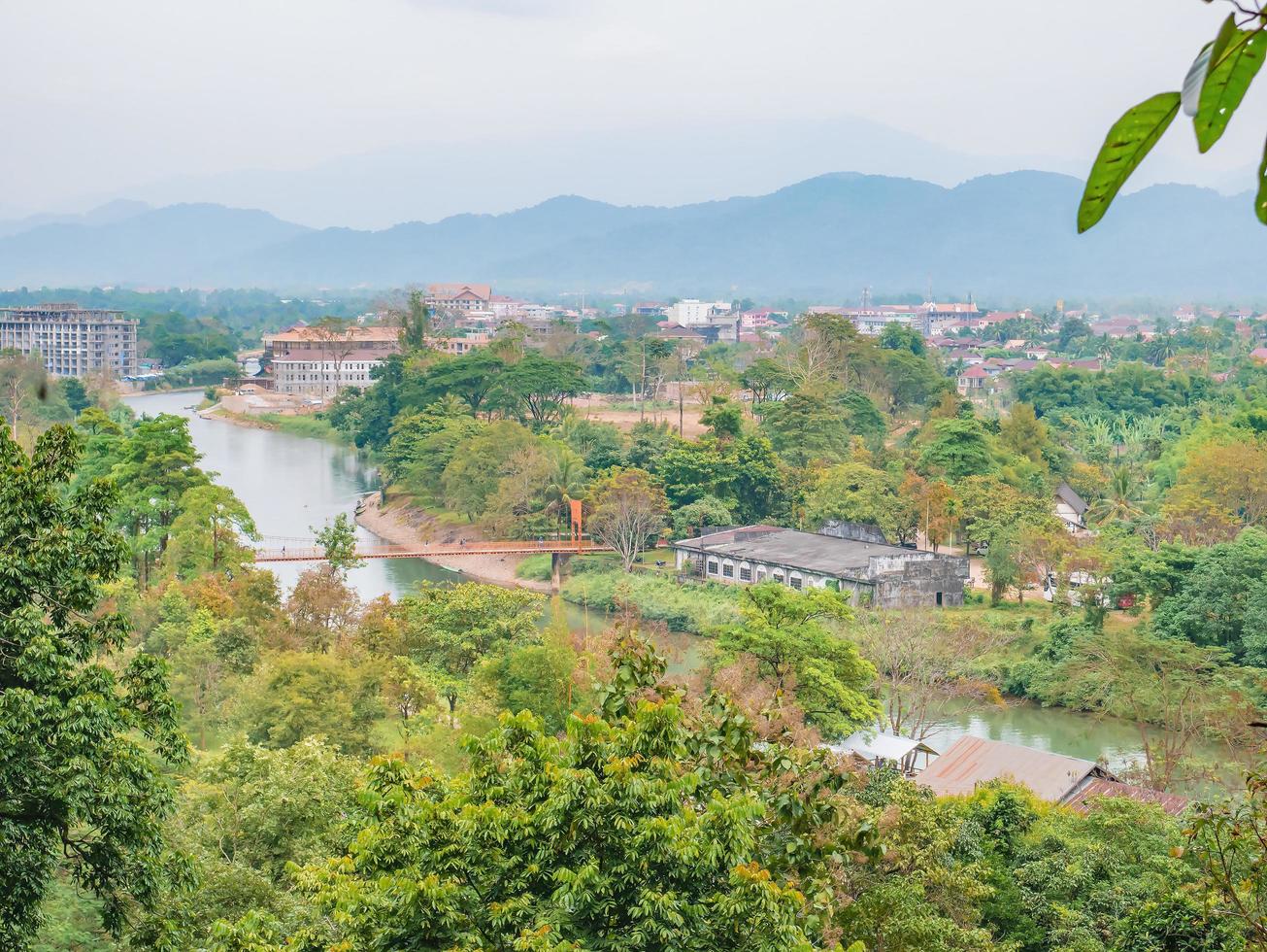 Beautiful scenery view on Tham Chang cave Vangvieng City Laos.Vangvieng City The famous holiday destination town in Lao. photo