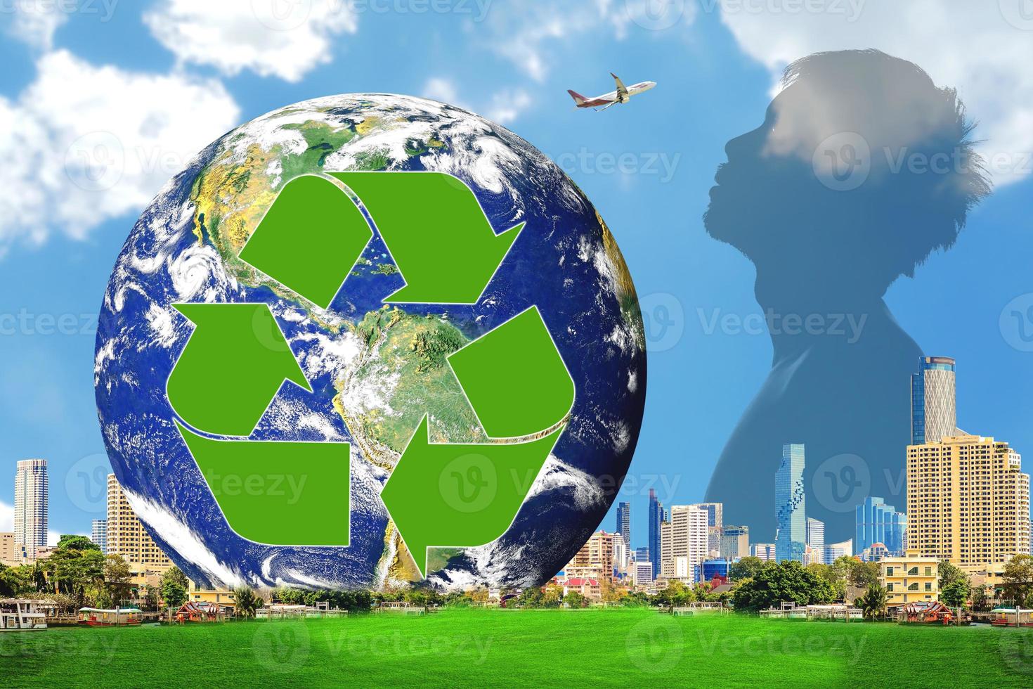 reuse concept Recycle. Protect the environment, reduce pollution, love the world. photo