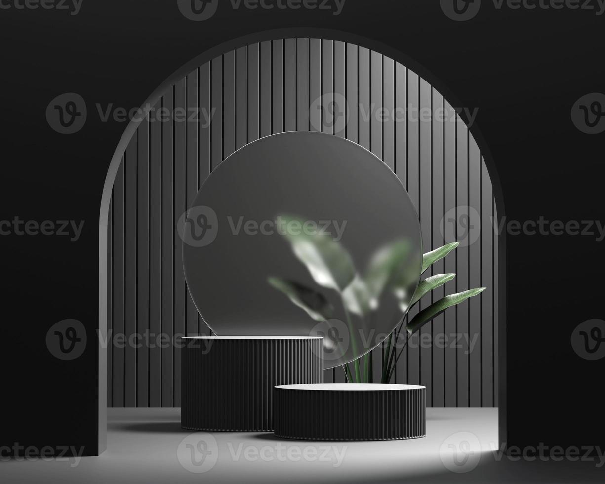3D rendering platform podium with plant product presentation background photo