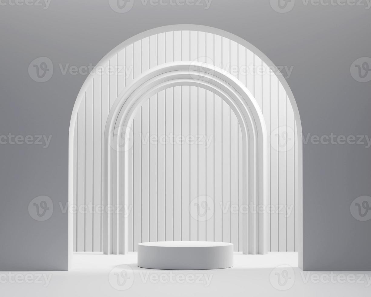 Abstract Minimal Modern White Podium Platform For Product Display Showcase 3D Rendering photo