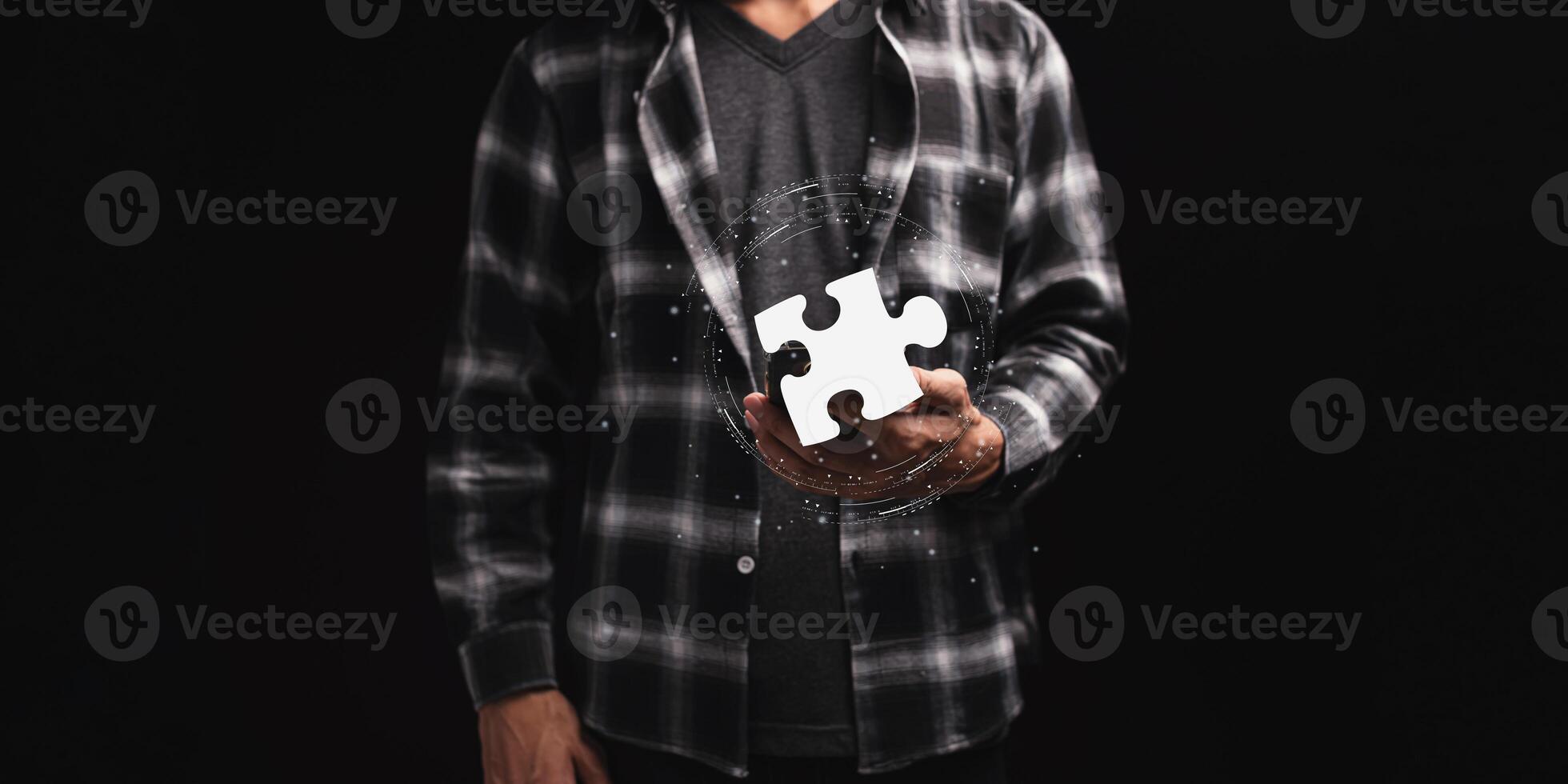 Business Find new solutions, success and strategy connecting assembling jigsaw puzzle photo