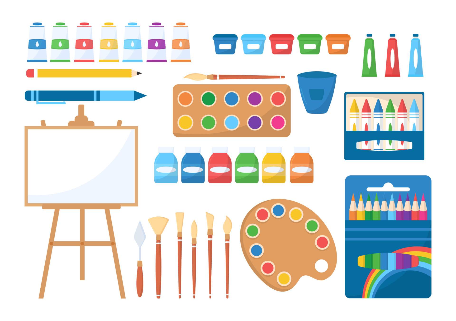 Art Shop with Painting Supplies Store Accessories and Tools for Drawing,  Artists and Designers on Flat Cartoon Hand Drawing Template Illustration  13680872 Vector Art at Vecteezy