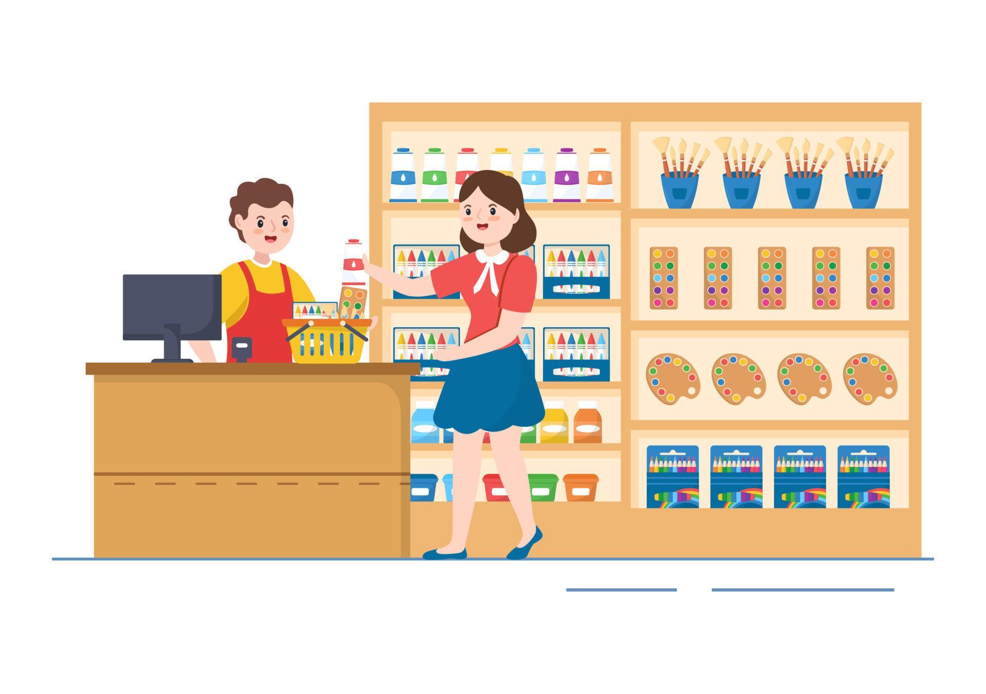 Art Shop with Painting Supplies Store Accessories and Tools for Drawing, Artists and Designers