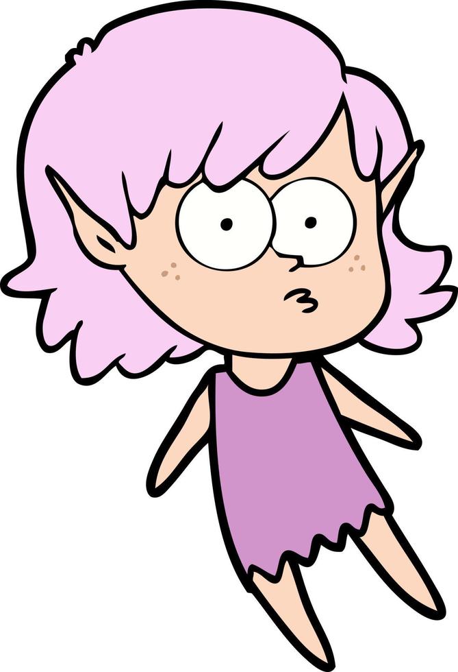 personaje de niña elfa vectorial en estilo de dibujos animados vector