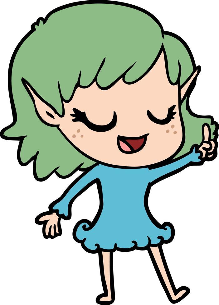 Vector elf girl character in cartoon style