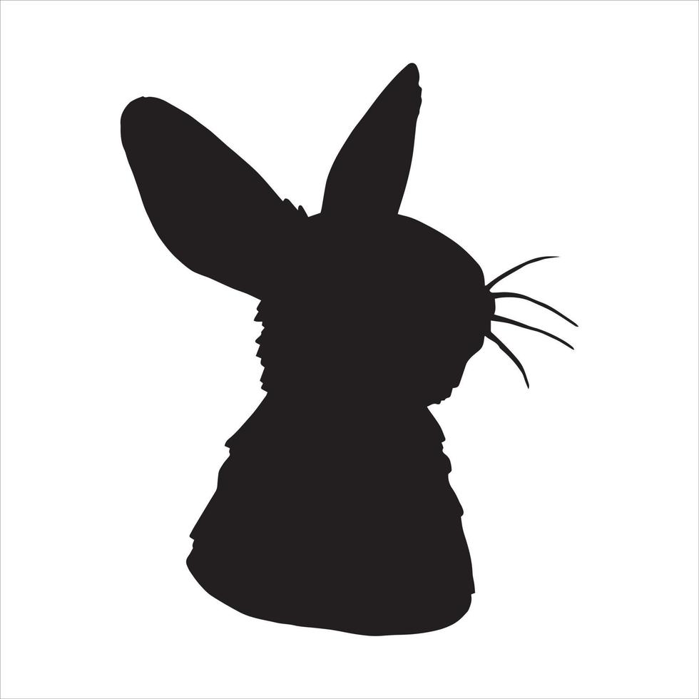 vector drawing, silhouette of hare, rabbit. vintage print for easter. black and white drawing cut out