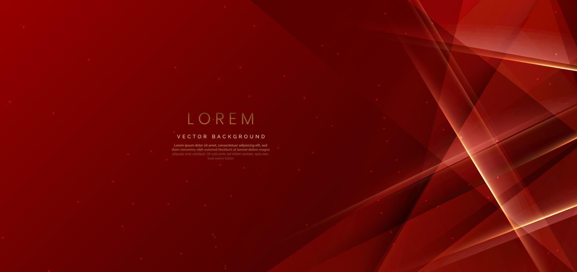 Abstract elegant red background with golden line and lighting effect sparkle. vector