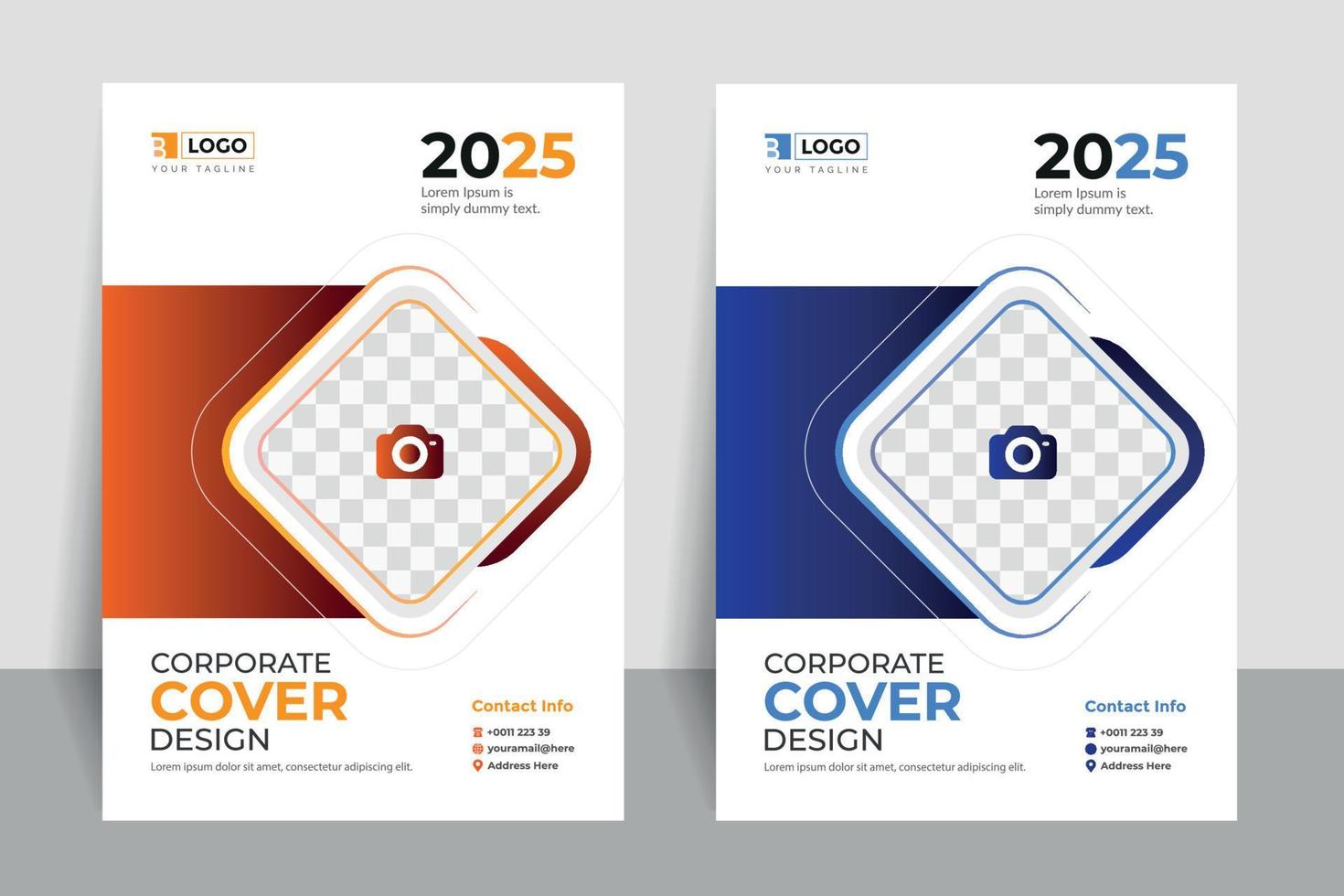 plantilla de portada de informe anual, folleto corporativo, folleto, volante, 2023, 2024, 2025, revista, diseño simple y moderno con dos colores. vector