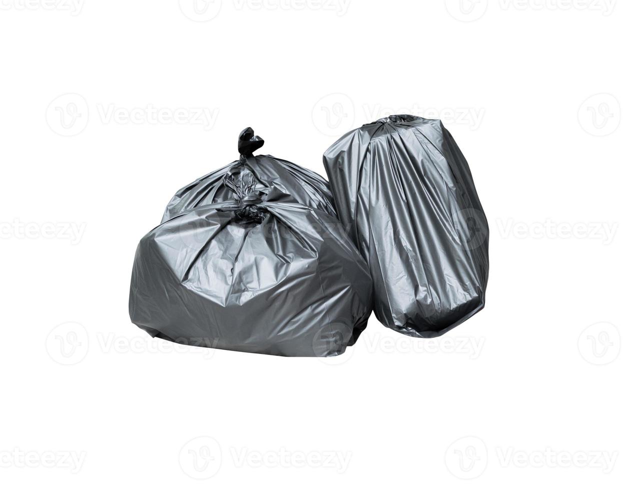 pile of garbage black bag  isolated on white background photo