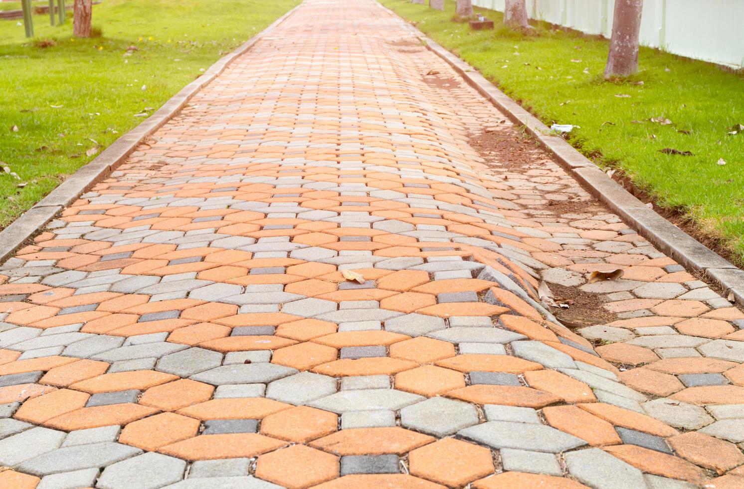 brick block old walk path in the park photo