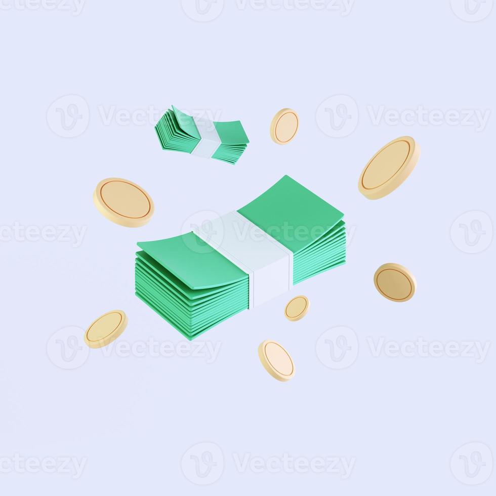 3d rendering coin objects, Simple financial related icons photo