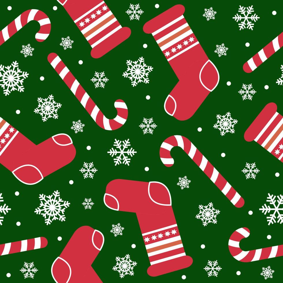 patrón impecable con caramelo de bastón de caramelo de navidad y copos de nieve, fondo interminable, textura repetitiva vector