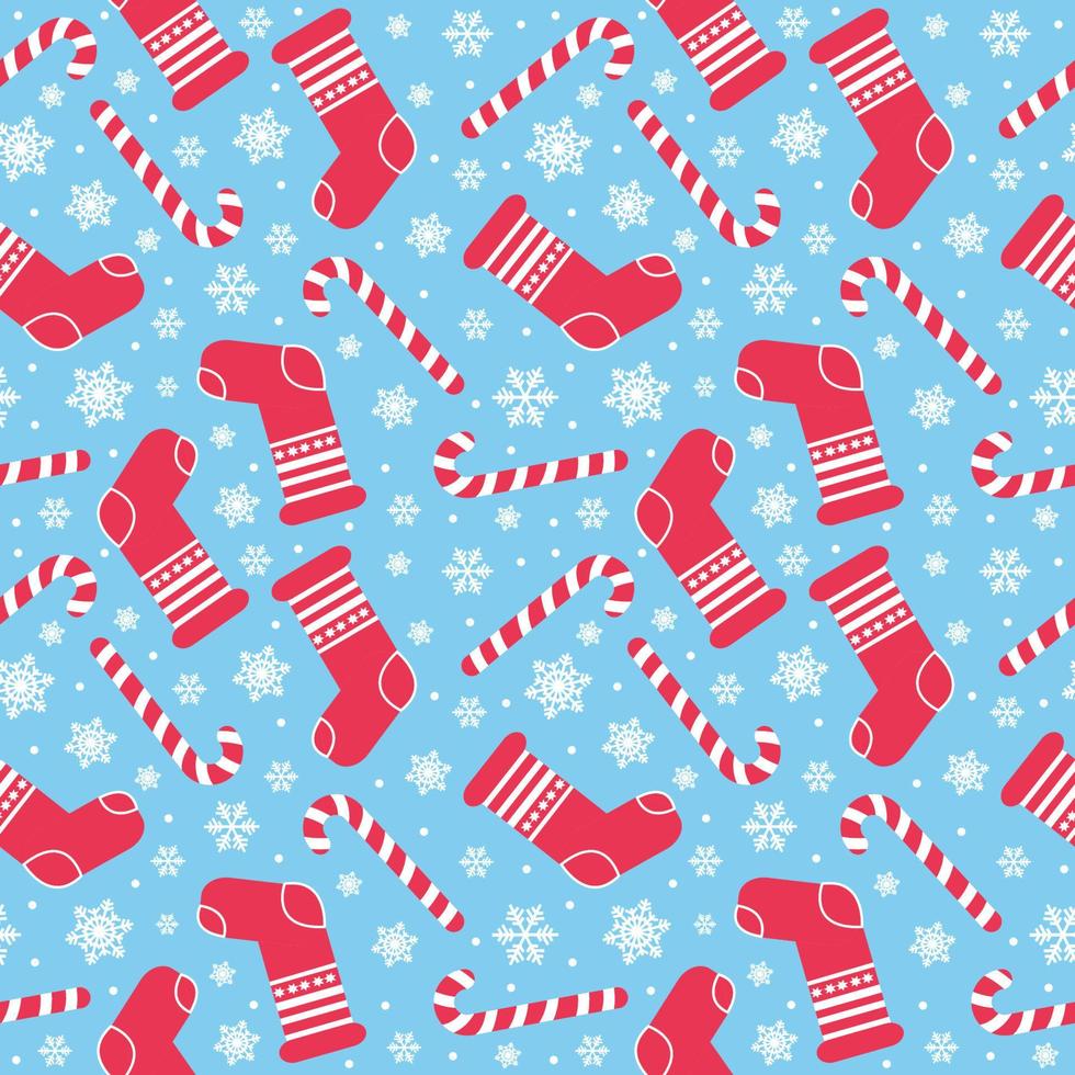 seamless pattern with christmas candy cane caramel and snowflakes, endless background, repeating texture vector