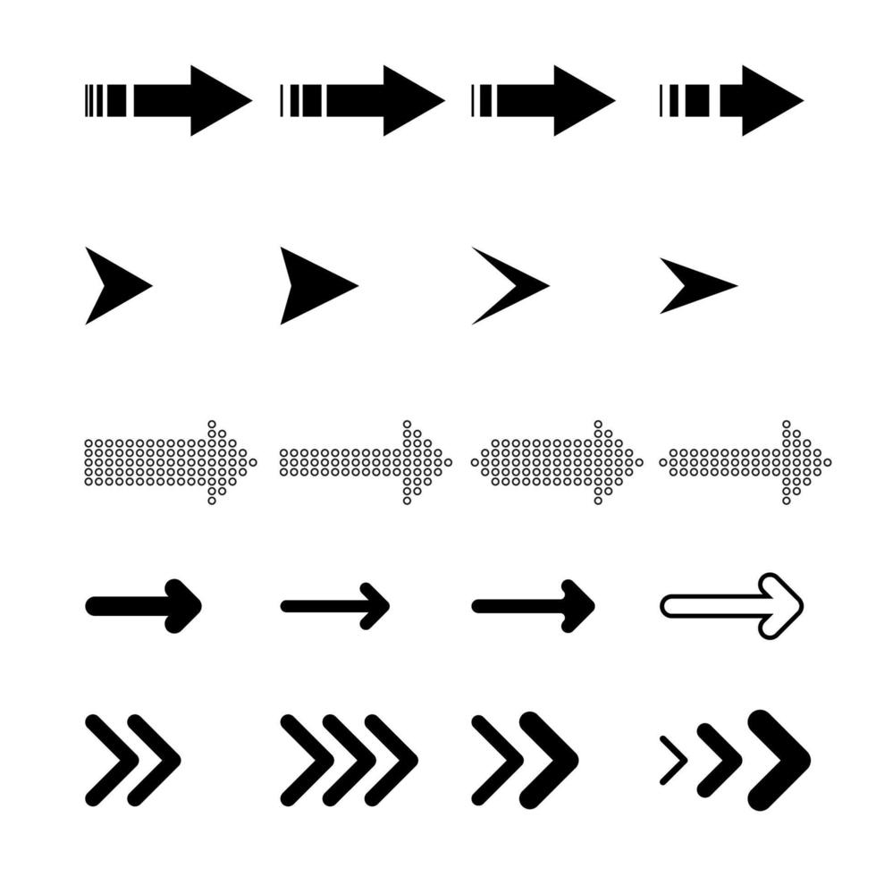 Arrows vector collection with elegant style and black color.