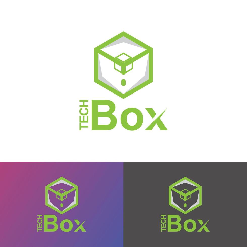 plantilla de diseño de logotipo de caja tecnológica: tecnología hexagonal de caja de cubo, tecnología hexagonal, caja digital, logotipo moderno. vector