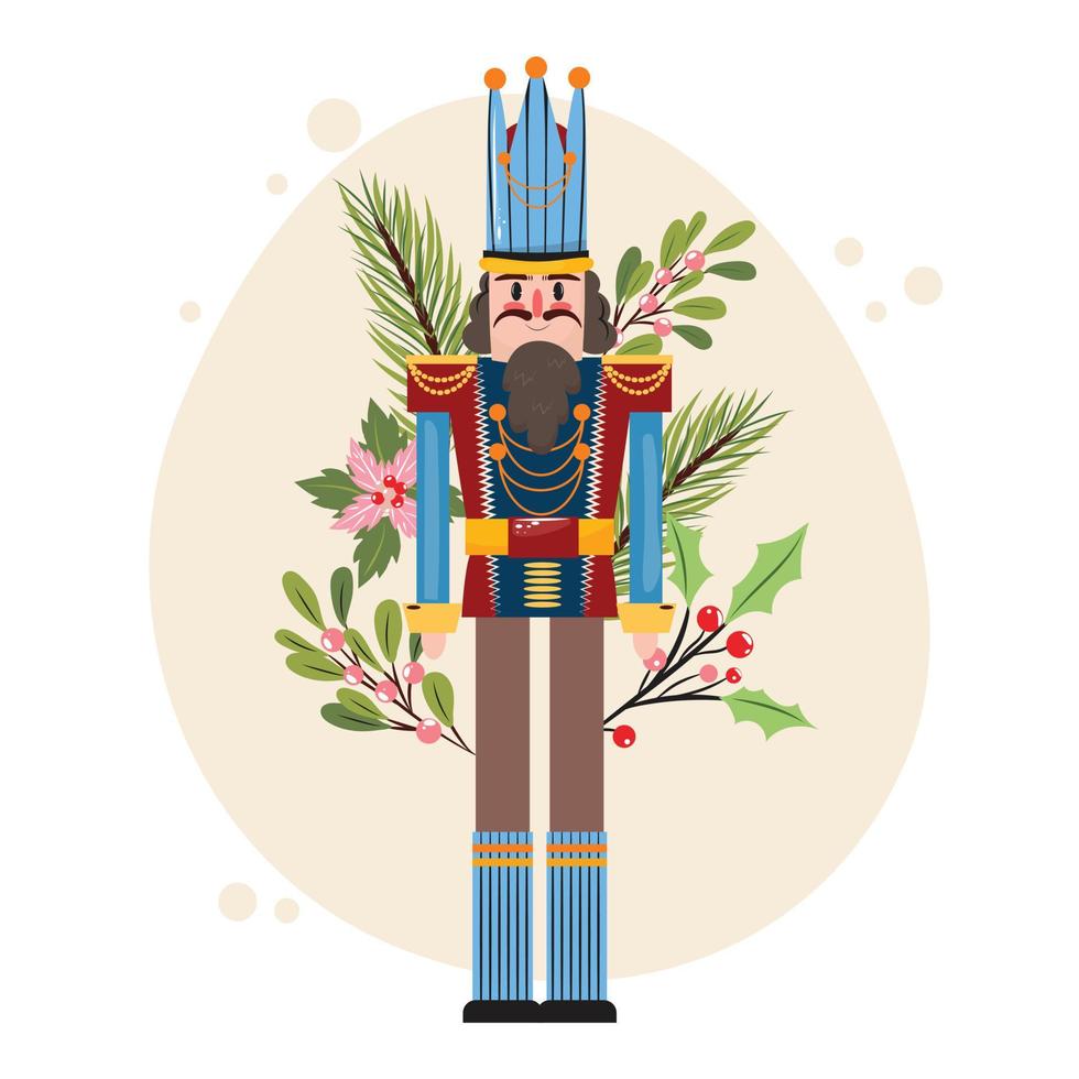 Cute vintage Christmas nutcracker in Christmas decorations for cards, invitations, banners and design projects. Vector illustration design.