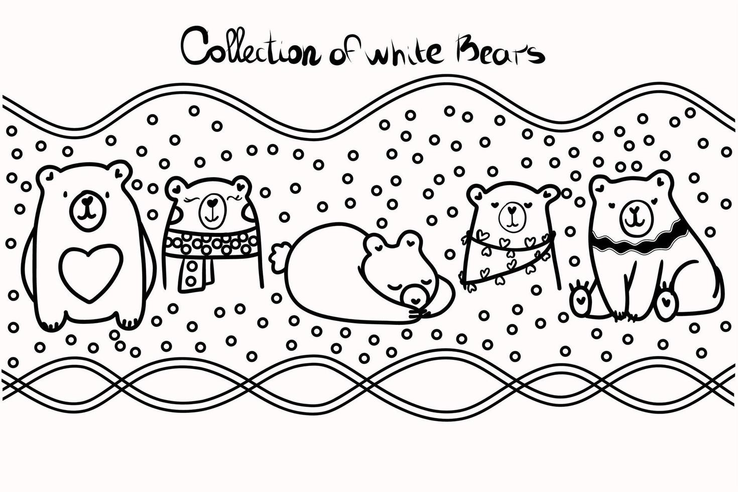 ilustración de osos, elementos en blanco y negro, elementos dibujados a mano para su diseño vector