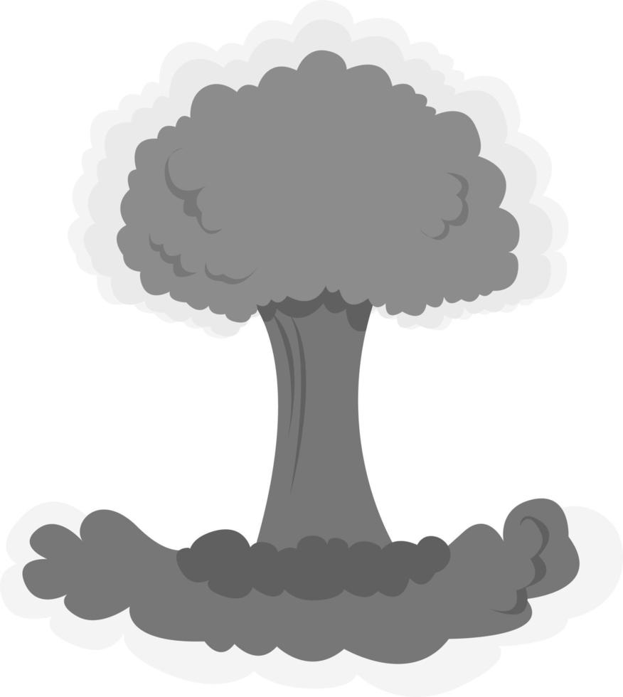 Nuclear mushroom cloud, illustration, vector on white background.