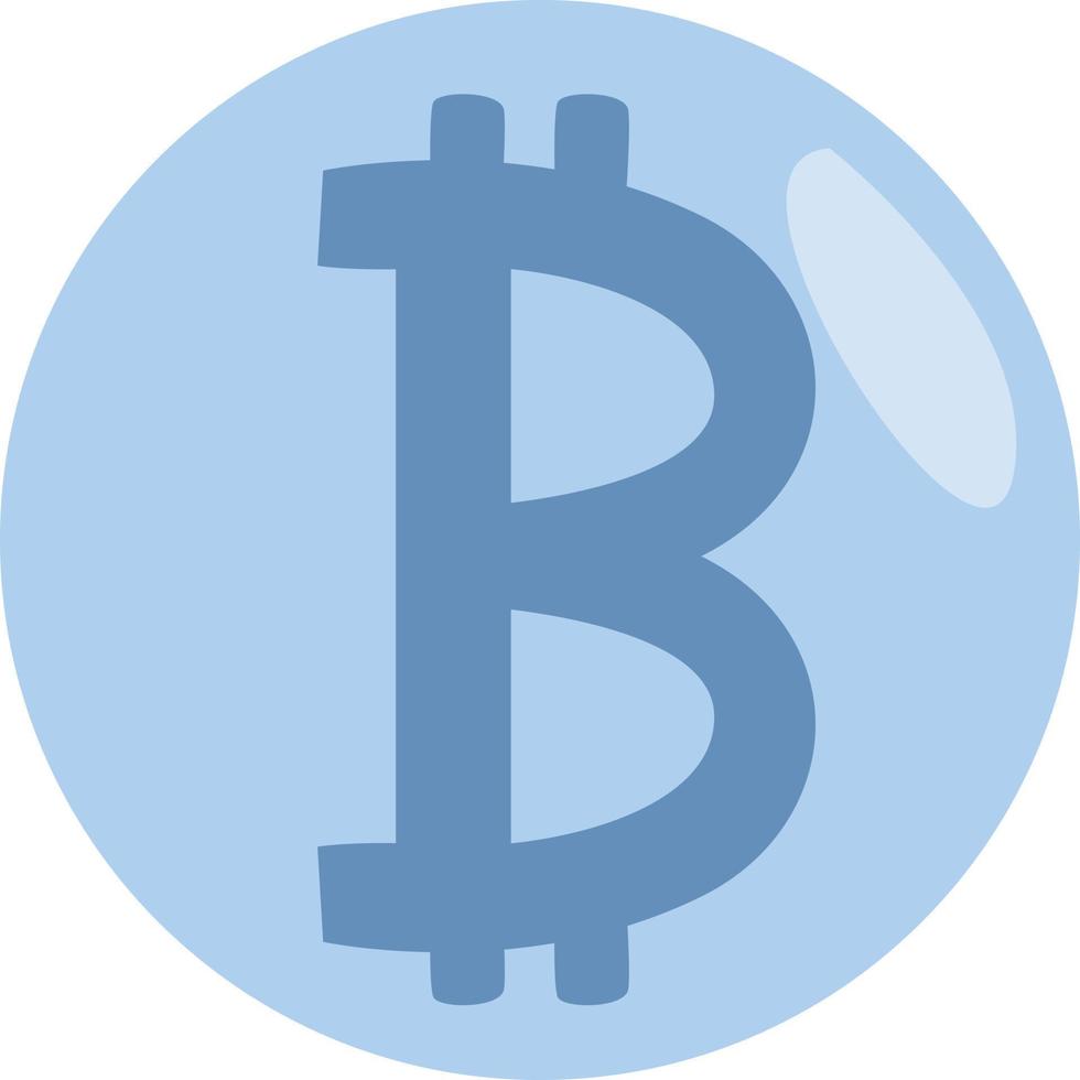 Blue bitcoin, illustration, vector, on a white background. vector