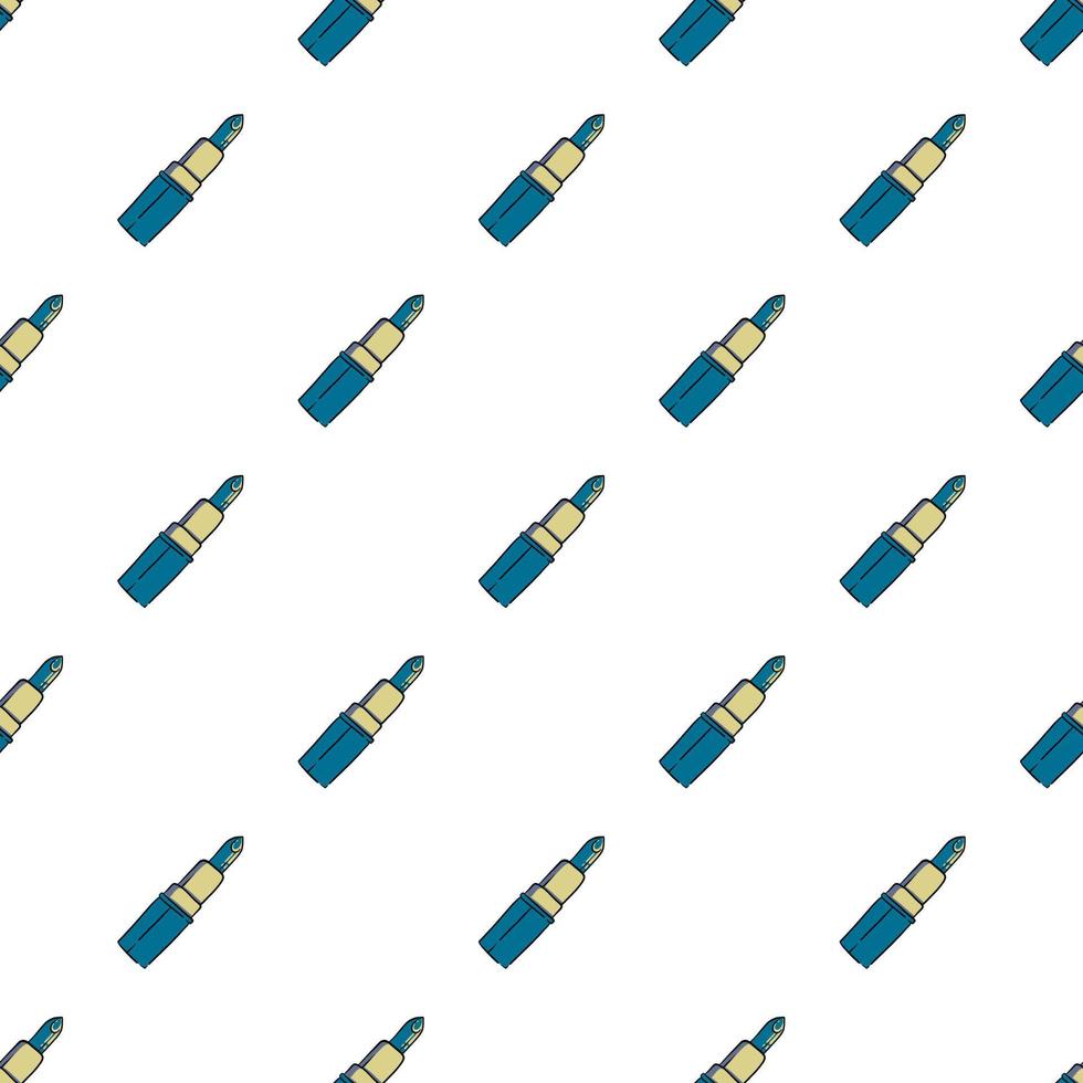 Blue lipstick ,seamless pattern on white background. vector