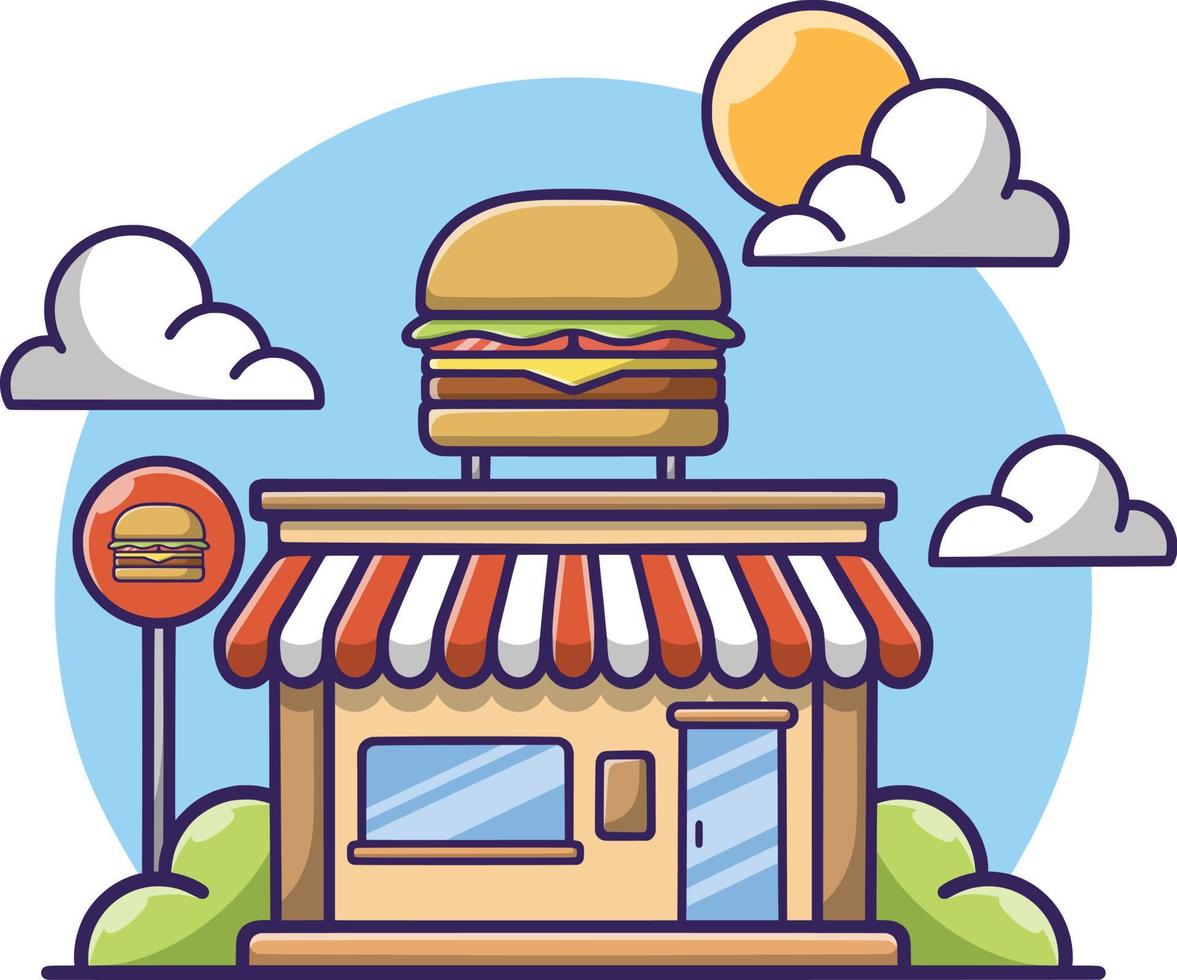 ilustración simple de la tienda de hamburguesas vector