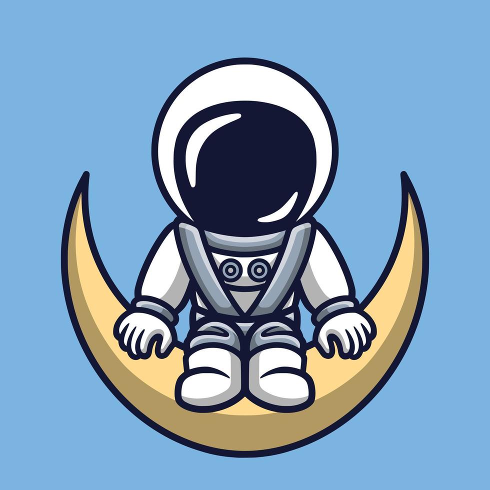 Cute Astronaut Sit On Moon vector